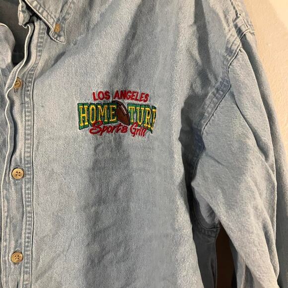 Los Angeles Home Turf Sports Grill Light Wash Denim Shacket Pro Edge - Picture 2 of 4